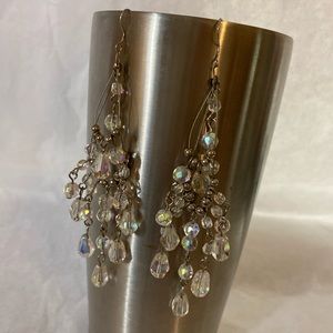 Iridescent beaded dangle earrings